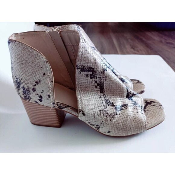 Fergalicious Volume Booties Size 10 Open Toe  Python Print Ankle Boots Open Side - Picture 3 of 11